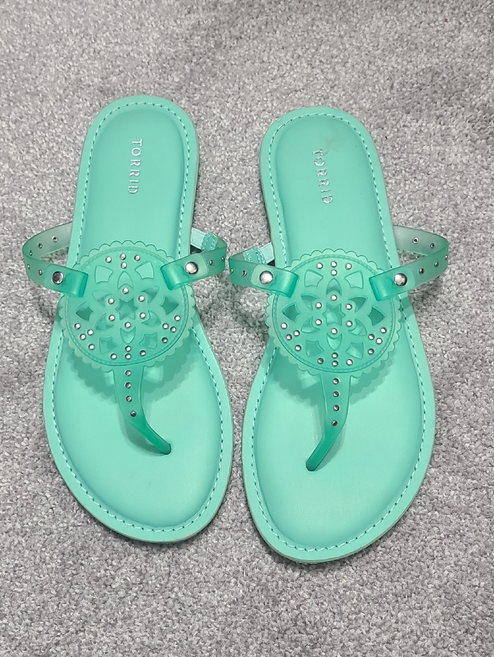 TORRID Mint Green Jelly Medallion Thong Sandals
